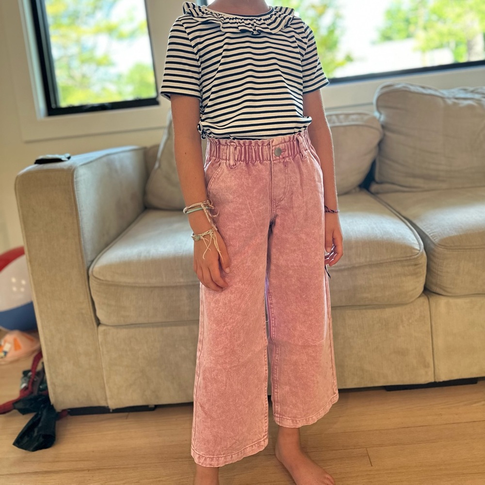 H&M Pink Casual Pants with Elastic Waistband (paper bag style)..